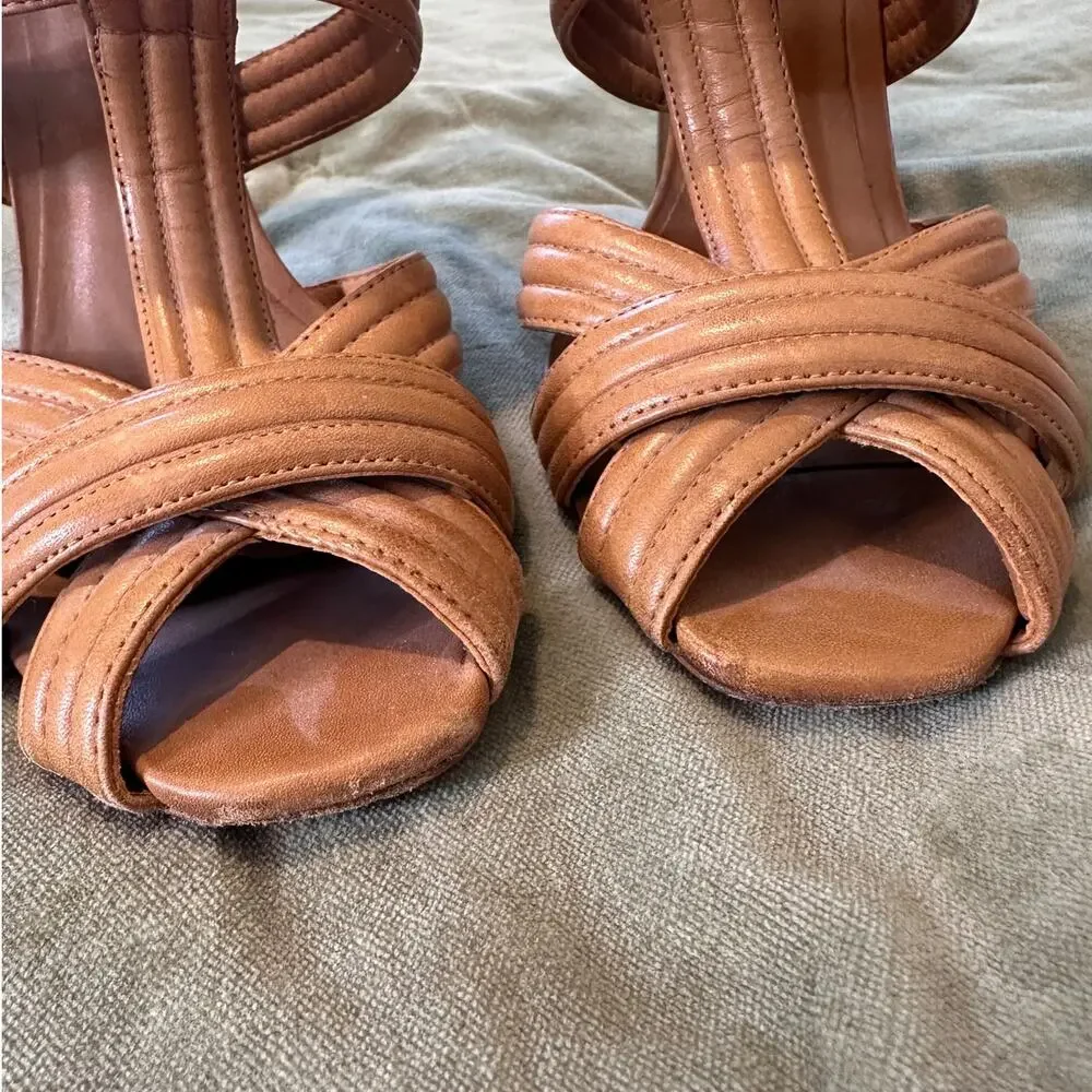 Tory Burch Liv Strappy High Heel Tan Sandals 7.5